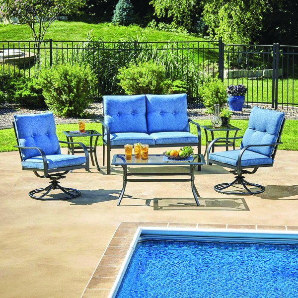 6PC ORLEANS OUTDOOR LEISURE SET BLACK FRAME 60X72X90CM