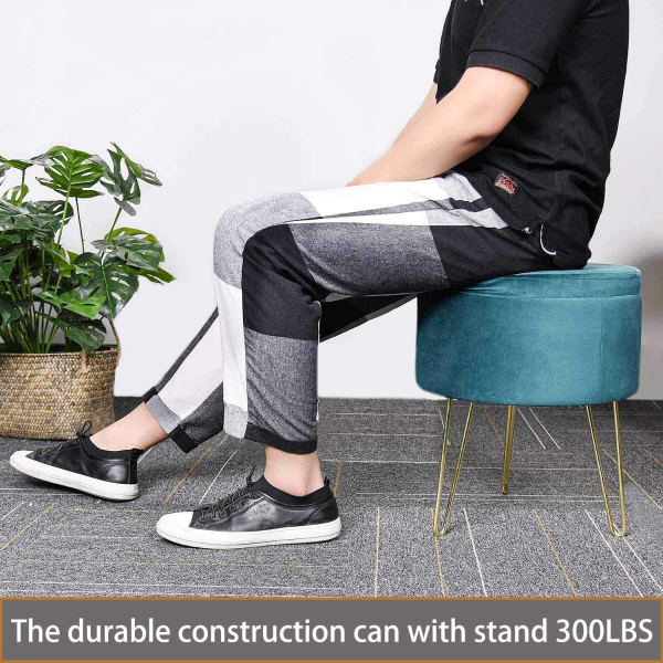 Atelier du Nord - Stool With Storage - Gold Metal Legs