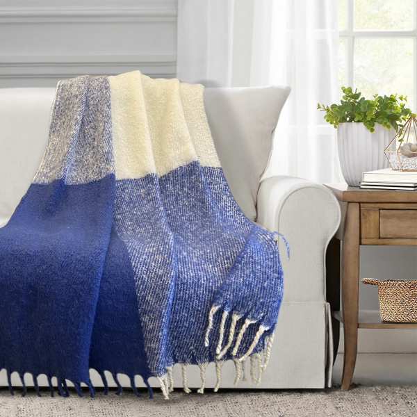 JOHAN- Stripe Faux Mohair Woven Throw