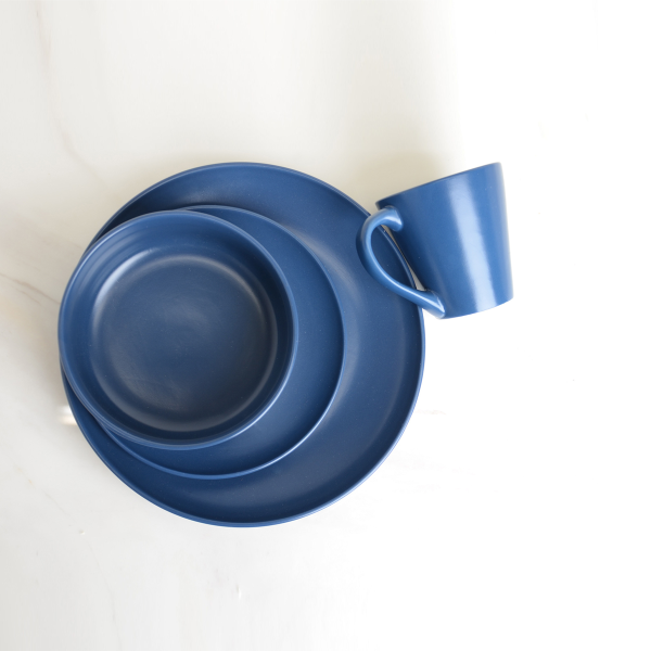 Service de vaisselle 16 pièces | Bleu nuit mat émaillé