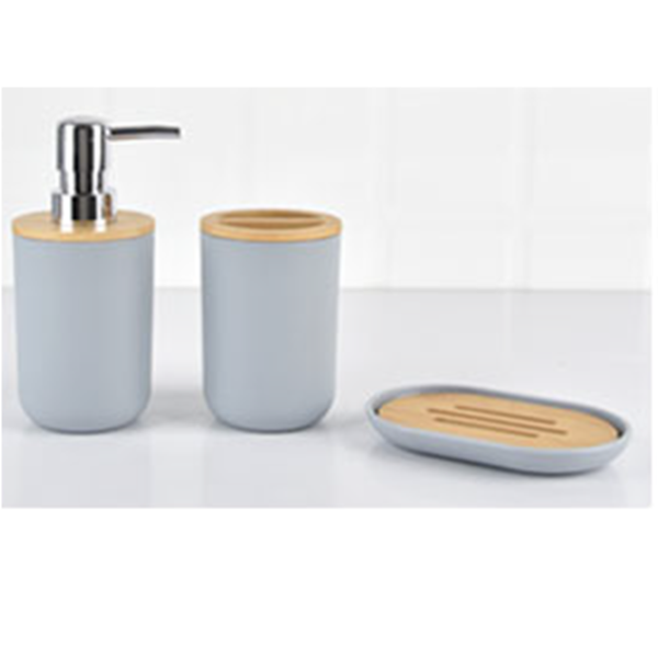 Le Spa - Ensemble d'accessoires de salle de bain en plastique et bambou | Assorti
