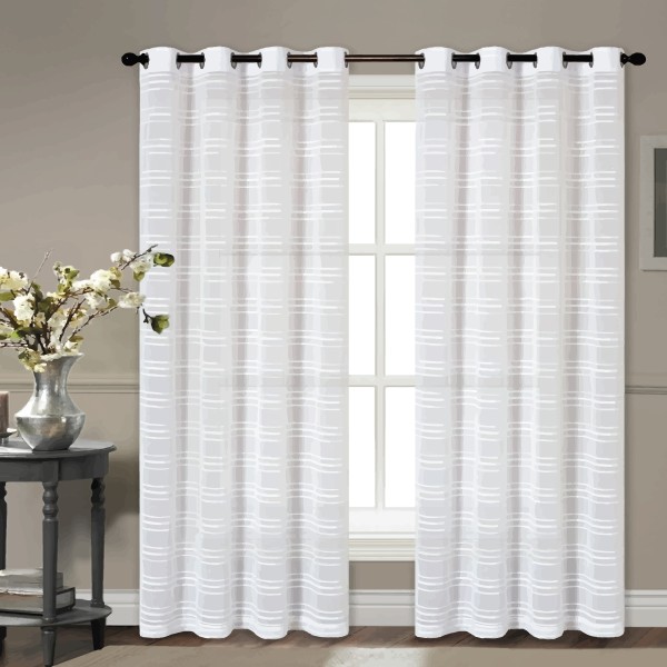 BRIGITTE 2 Pack Faux Linen Sheer Grommet Top panel