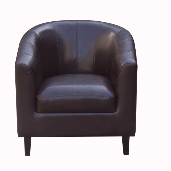 Brown PU Accent Tub Chair