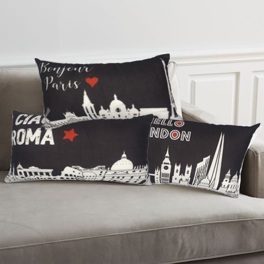 CITYSCAPE | Coussin lombaire en faux lin