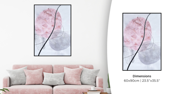 Canvas 60x90 Pink Black Abstract In Frame