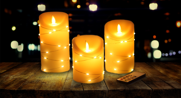 Lauren Taylor - Bougie LED 3PC Set LED enveloppé