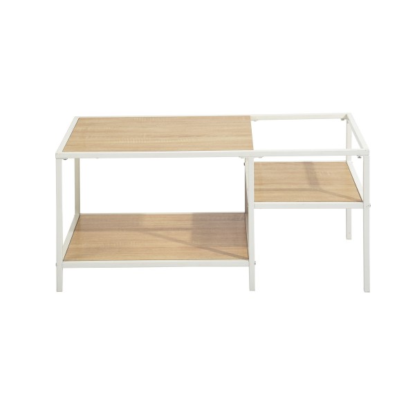 Capsicum Coffee Table With White Metal Frame And Oak Mdf Top