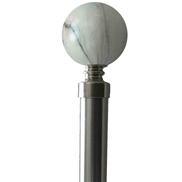 Round White-Carrera Marble Pole Set