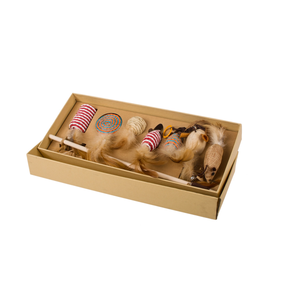 Cat Feathered Toy W/stick & Rope