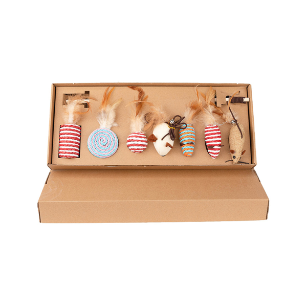 Cat Feathered Toy W/stick & Rope