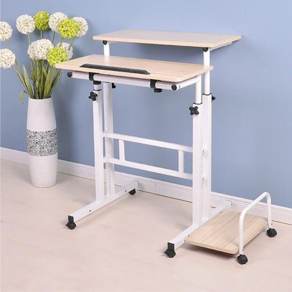 Bureau d'ordinateur beige réglable