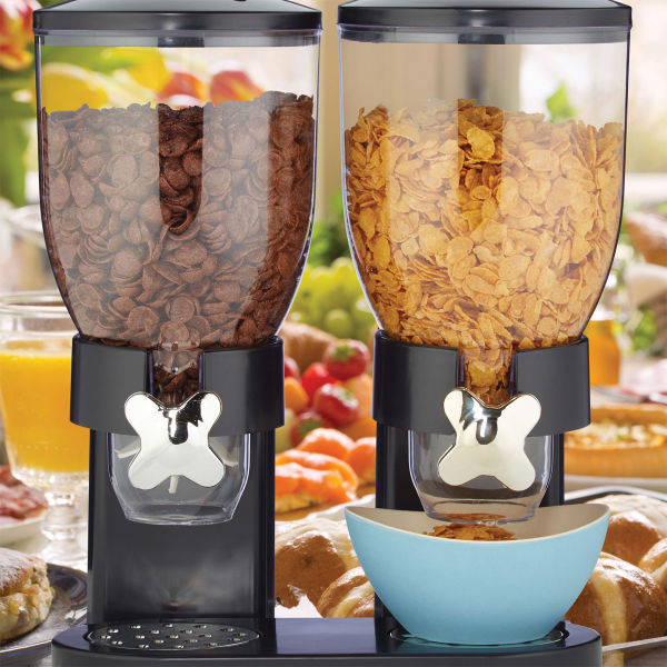 Distributeur double d'aliments secs et de céréales avec contrôle des portions