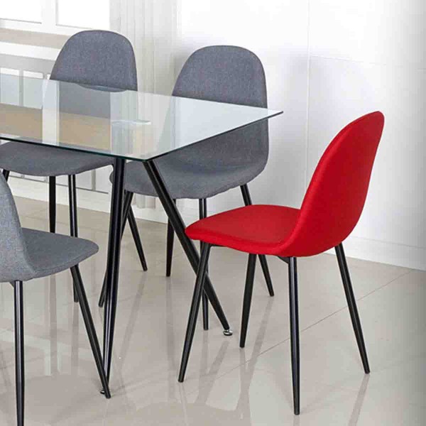 LAUREN TAYLOR - Fabric Dining Chair with Metal Legs