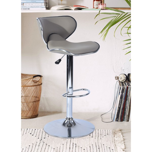 Arn - Bar Stool Deluxe Grey W/chrome Base 45x49x85