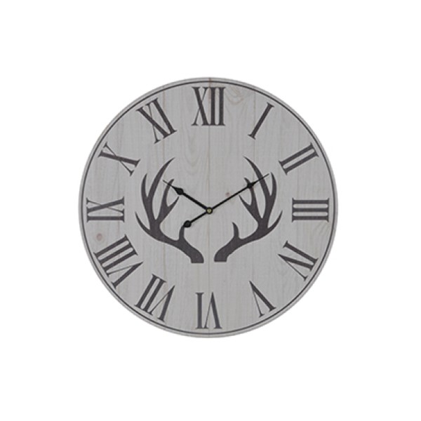 Clock 60cm Wood Antlers