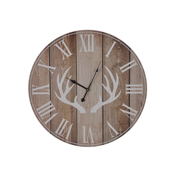 Clock 60cm Wood Antlers