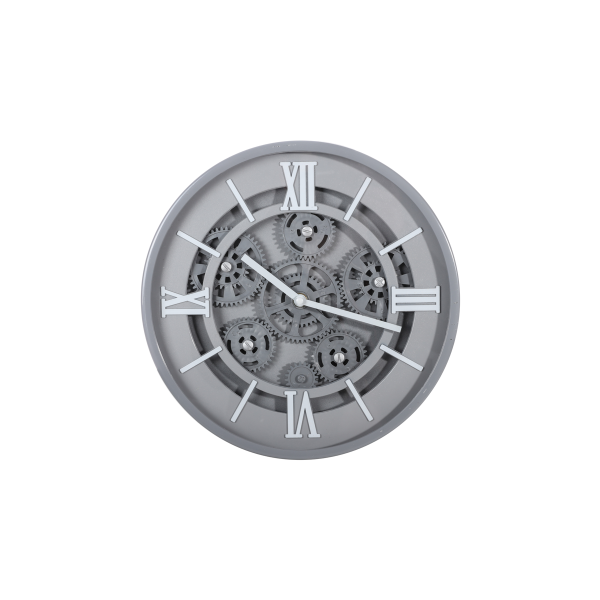 Clock With Moving Gears Light Grey