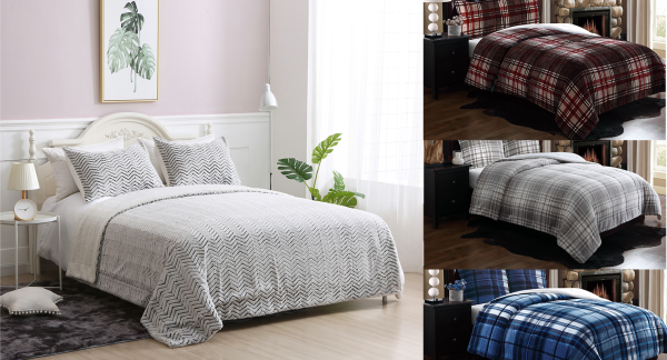 Lauren Taylor - Ensemble de douillette 3pcs Fleece/Sherpa