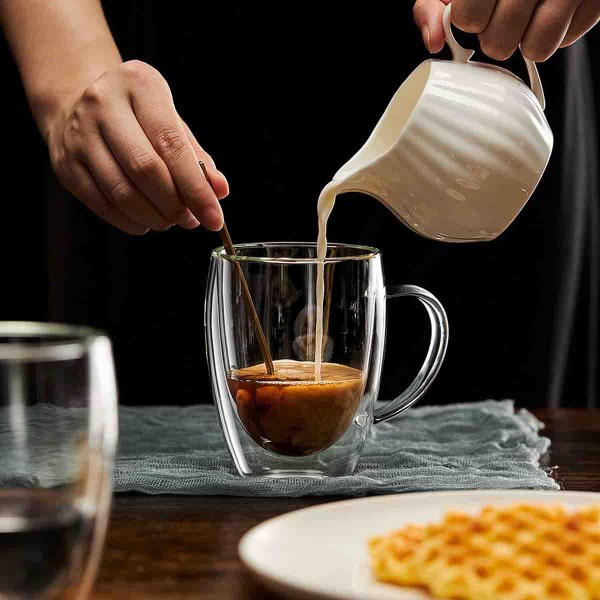 A LA CUISINE - 2PCS DOUBLE WALLED GLASS CUP WITH HANDLE