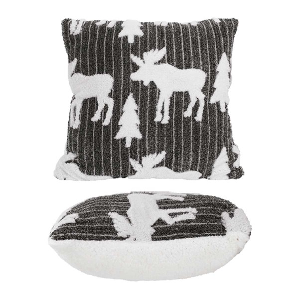 CUSHION 20X20 TUFFED MOOSE JACQUARD GREY