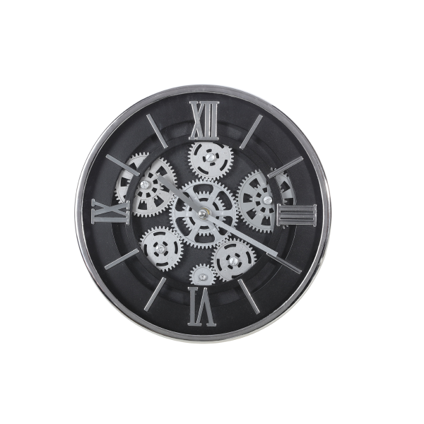 Clock With Moving Gears Dark Grey