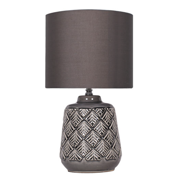 LAURENT TAYLOR - Lampe de table en céramique abat-jour taupe et base grise foncée