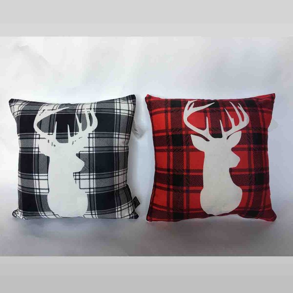 Lauren Taylor - Coussin en tissu écossais avec tête de cerf