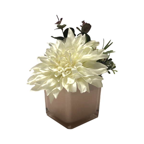 Dahlia In Pink Glass Pot 14.5*14.5*28