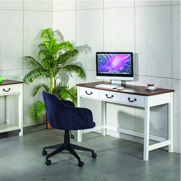 Awoniyi - White Office Desk with 3 drawers and wood top