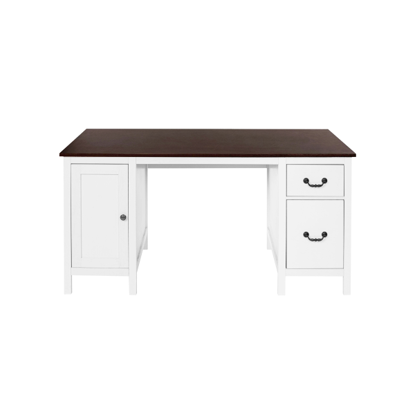 FRIEDL Office Desk With 2 Drawers & Door White With Wood