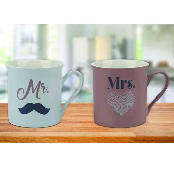 New Bone Mug 11o Z Mr & Mrs Asst Decals