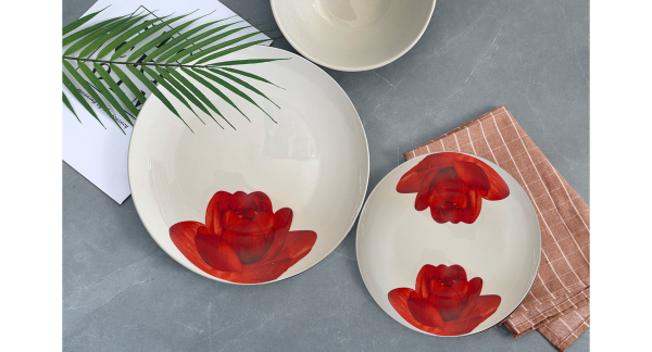 Service de vaisselle 12 pièces Lotus Rouge