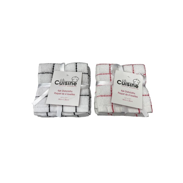 Dishcloth 4pk 11x11 Check