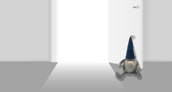 Lauren Taylor-Sitting Gnome Door Stopper with Grey Plaid Blue Hat