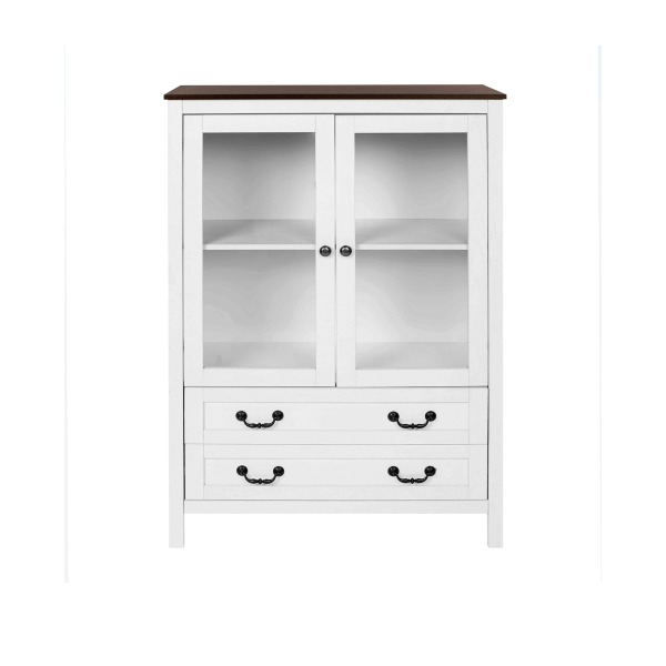 BURKARDT Dresser With 4 Drawers & Glass Doors