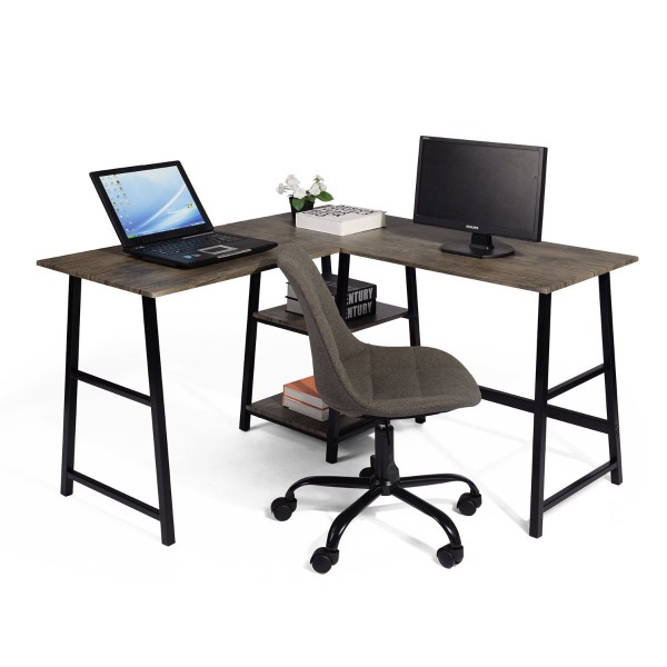 Drogba - Office Desk With Shelves L-Shape