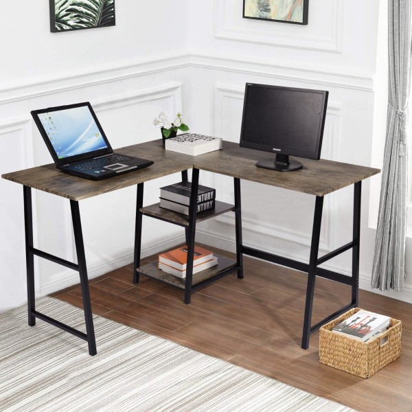 Drogba - Office Desk With Shelves L-Shape