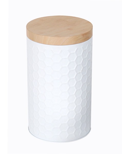 Cylinder Metal Tin Box with Bamboo Lid | Assorted Colors