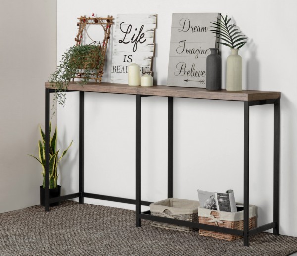 Helms - Dark Wood Console Desk - Metal Frame With MDF