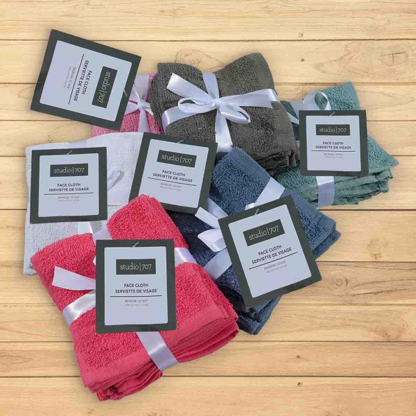 STUDIO 707 - FACE CLOTHS SOLIDS 5 PK