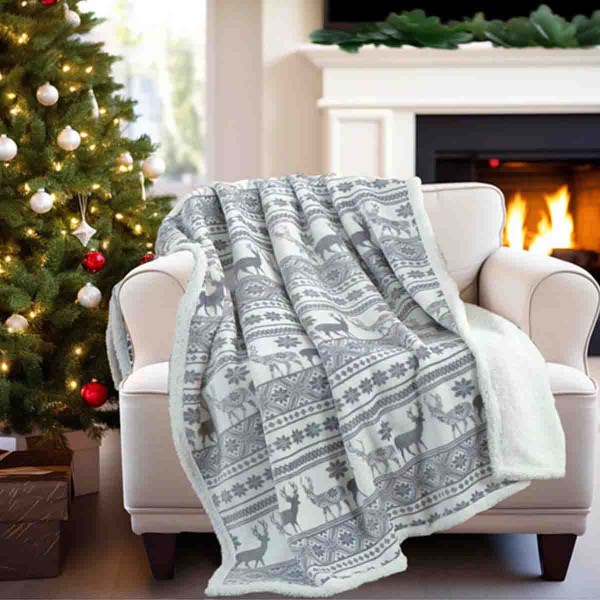 Fair Isle Velour & Sherpa Throw