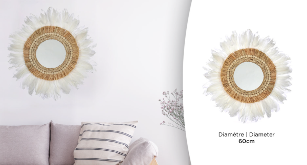 Round Feather Mirror