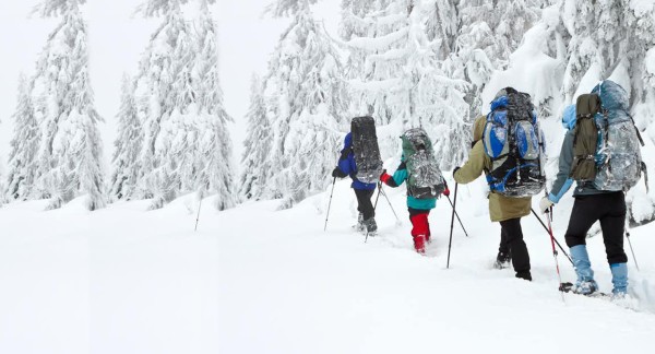 Ensemble de raquettes à neige pour adultes (rouge 8 x 21 po) et bâton de trekking dans un sac