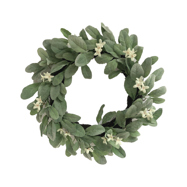 Wreath Green Leaf W/ White Flower 40.5