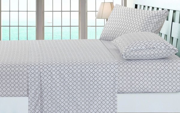 Collection Lindam - Ens. de draps en microfibre | géométrique noir