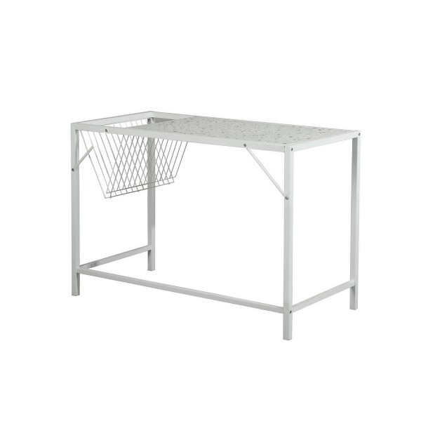 Gilda - Bureau d'ordinateur avec structure en métal et marbre blanc