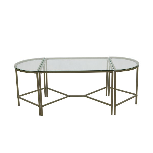 Demaio | 3-Piece Golden Oval Glass Coffee Table