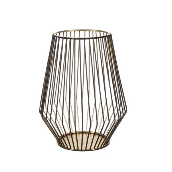 Candle Holder Black & Gold 16x16x20