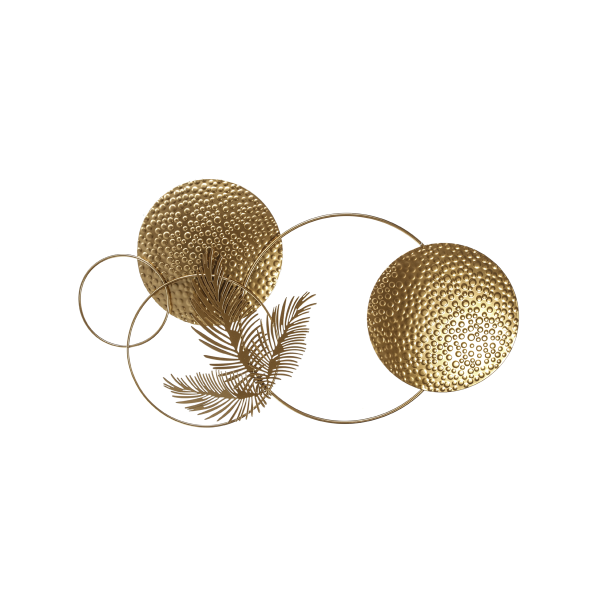 Metal Gold Wall Art Leaf And Circle 38x65