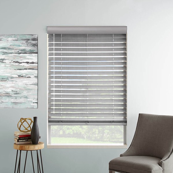Pvc Blind Grey Faux Wood Cordless